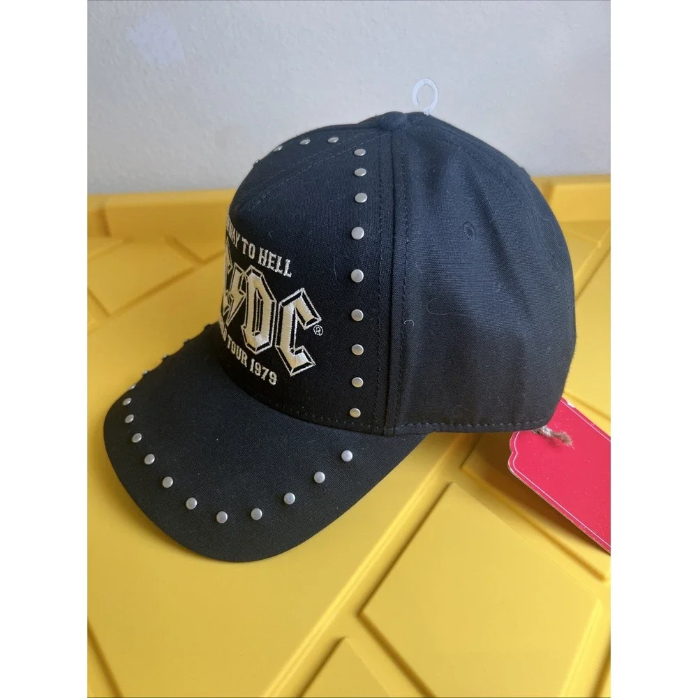 AC/DC Baseball Hat‎ Cap Studded Black NWT Highway To Hell World Tour 1979 , NWT